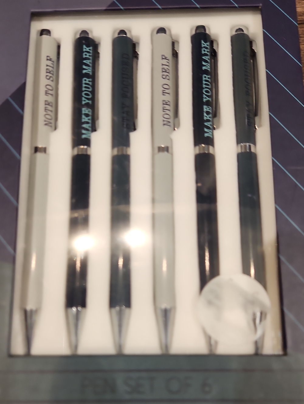 NWT Molly & Rex Set of 6 Black and Grey Ballpoint Pens - Make Your Mark